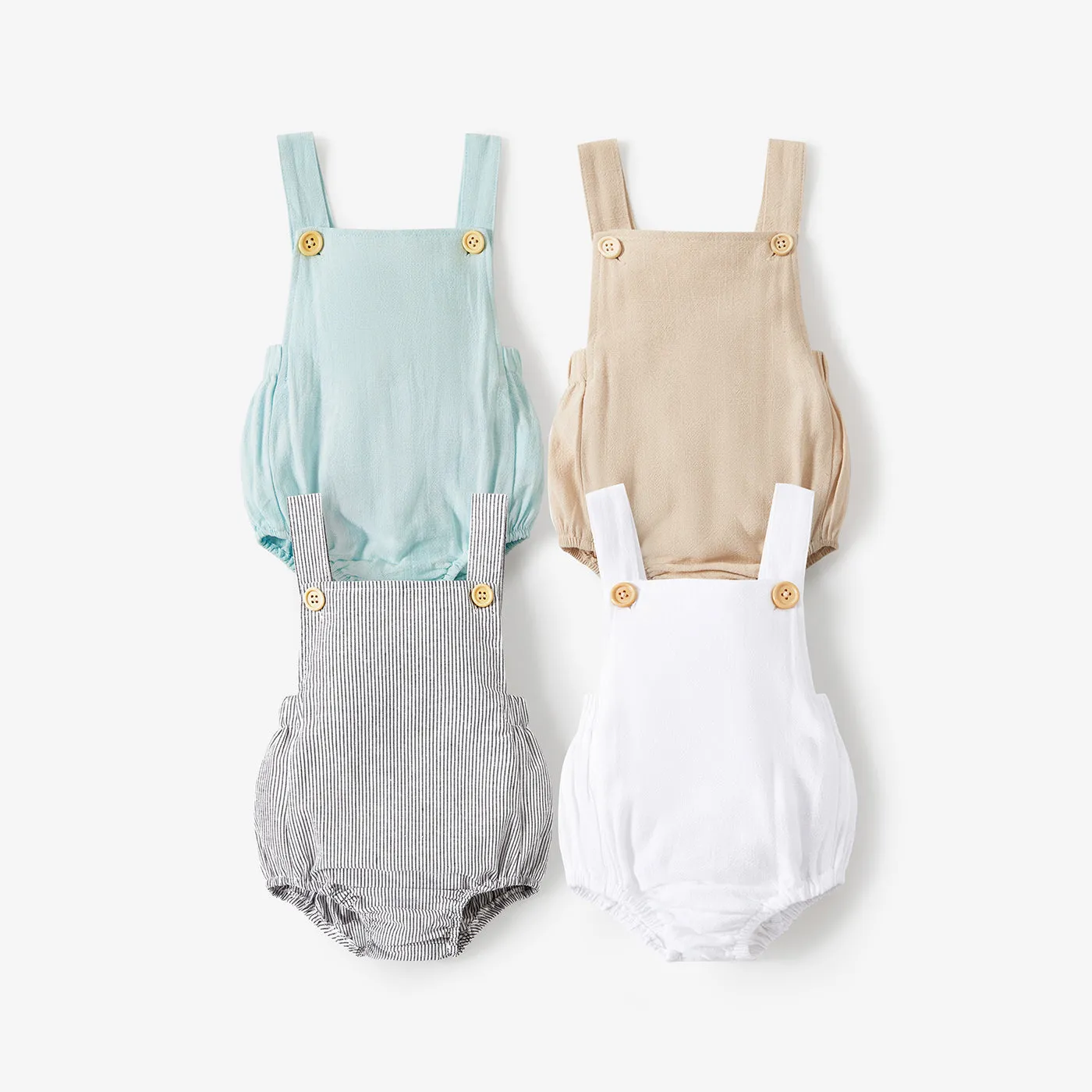 100% Cotton Solid Sleeveless Baby Romper