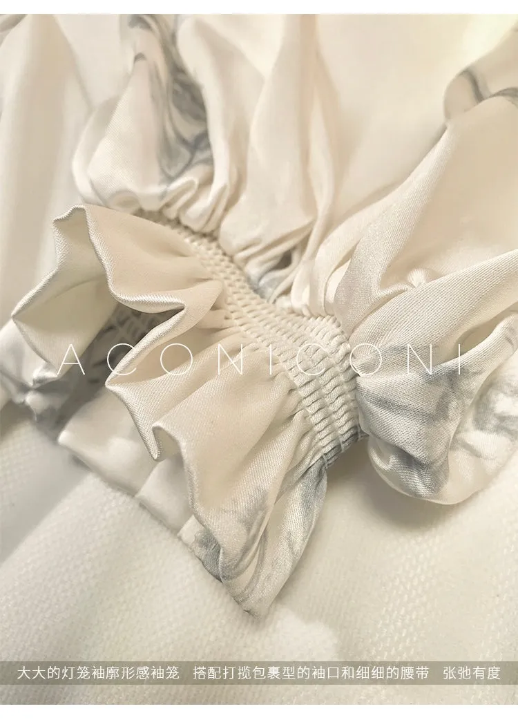 Aconiconi｜dyed imitation silk loose romantic dress - Nagamachi
