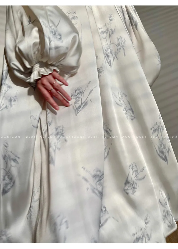 Aconiconi｜dyed imitation silk loose romantic dress - Nagamachi