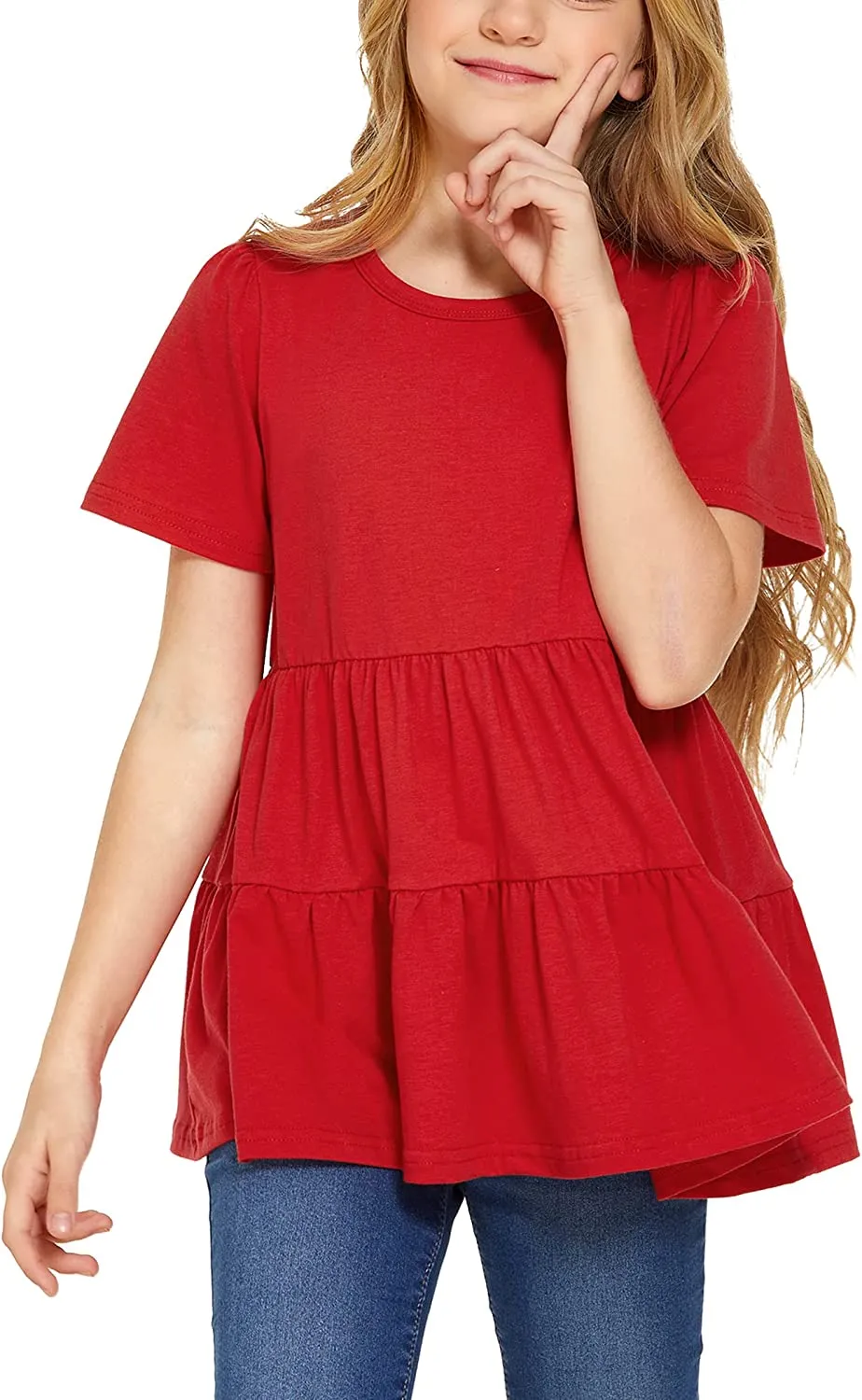 Arshiner Girl's Peplum Tops Short Sleeve T Shirts