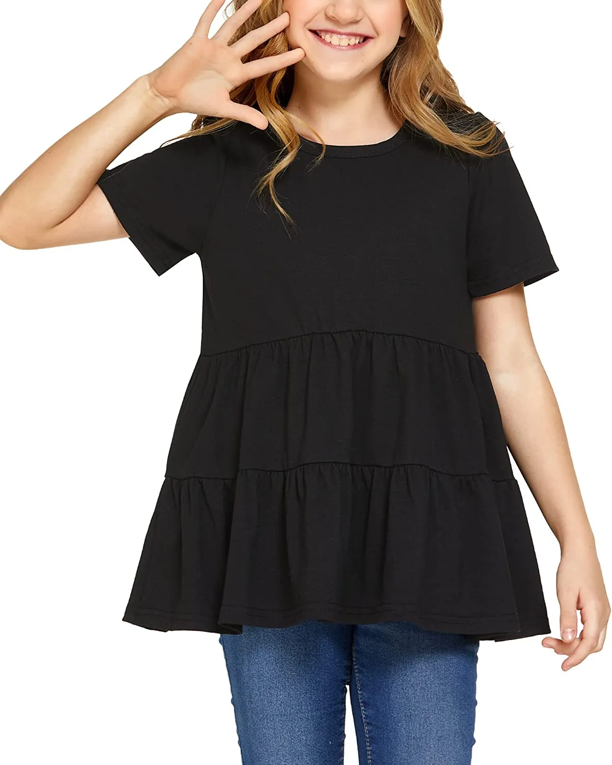 Arshiner Girl's Peplum Tops Short Sleeve T Shirts