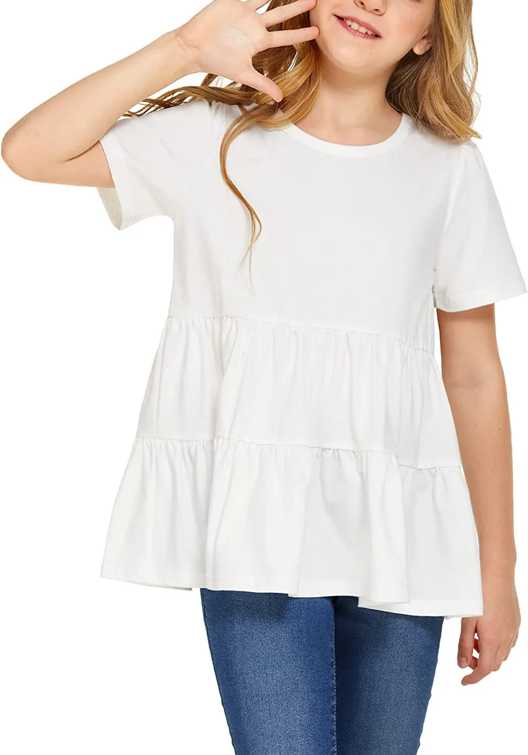 Arshiner Girl's Peplum Tops Short Sleeve T Shirts
