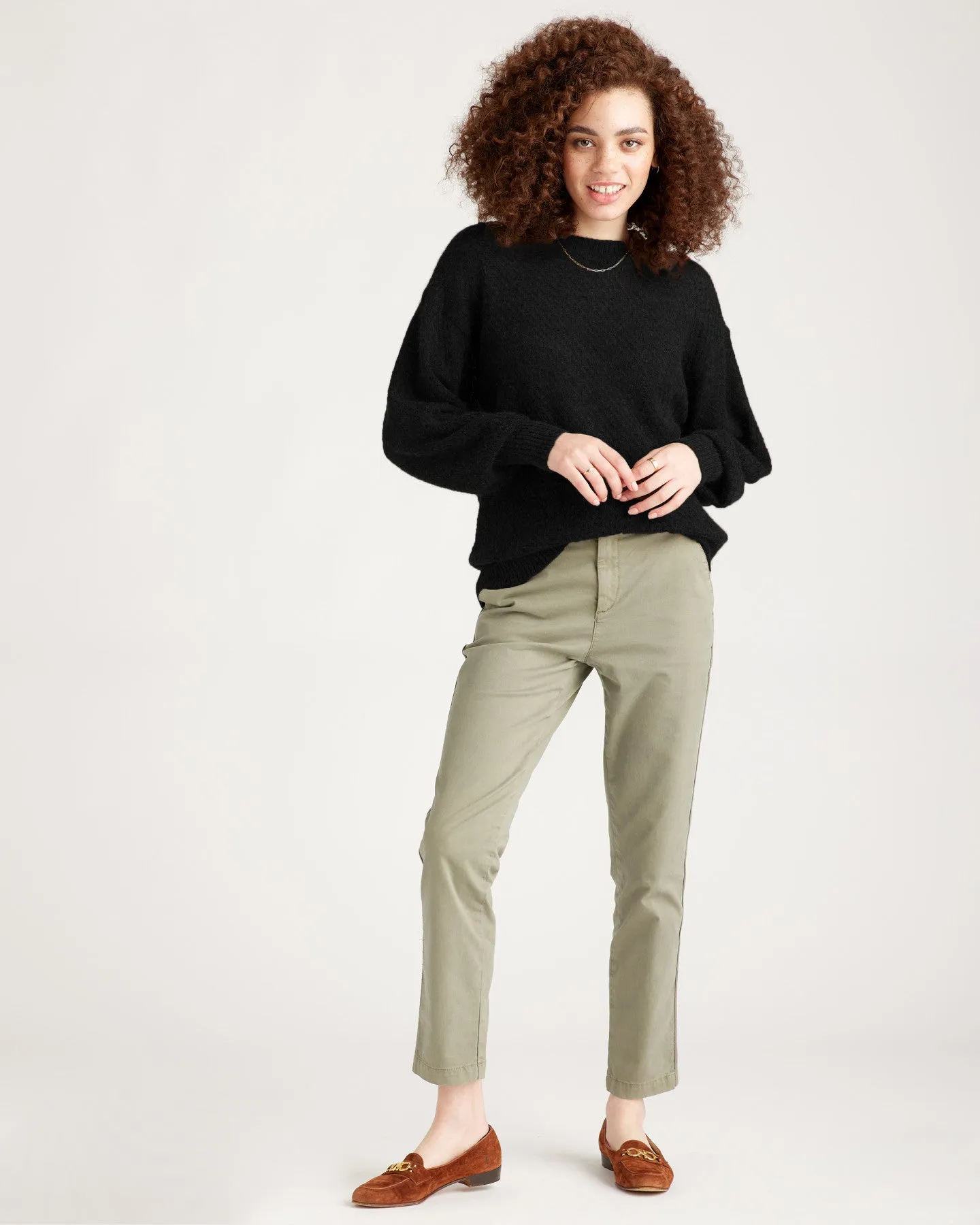 Baby Alpaca-Wool Diamond Stitch Crew