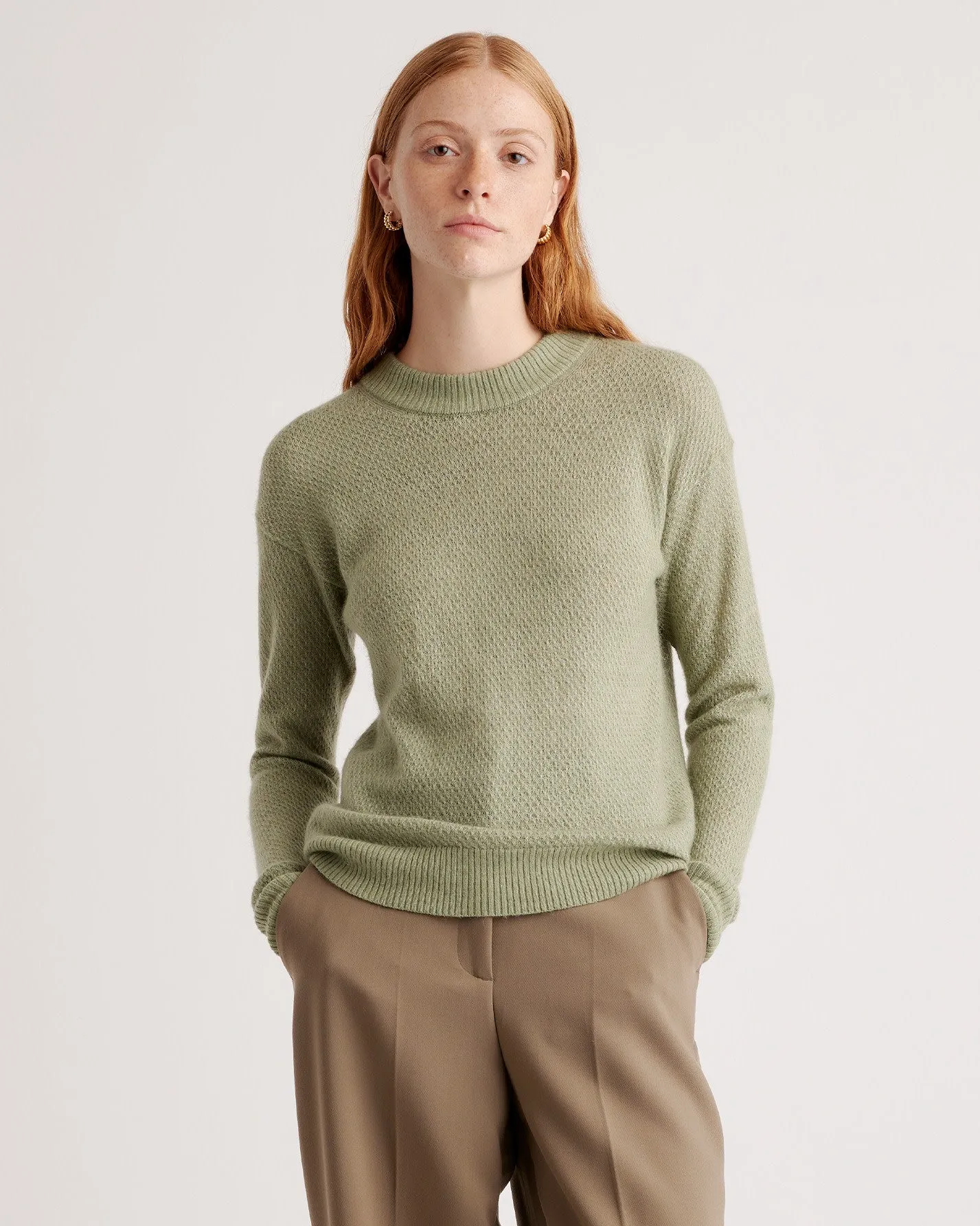 Baby Alpaca-Wool Diamond Stitch Crew