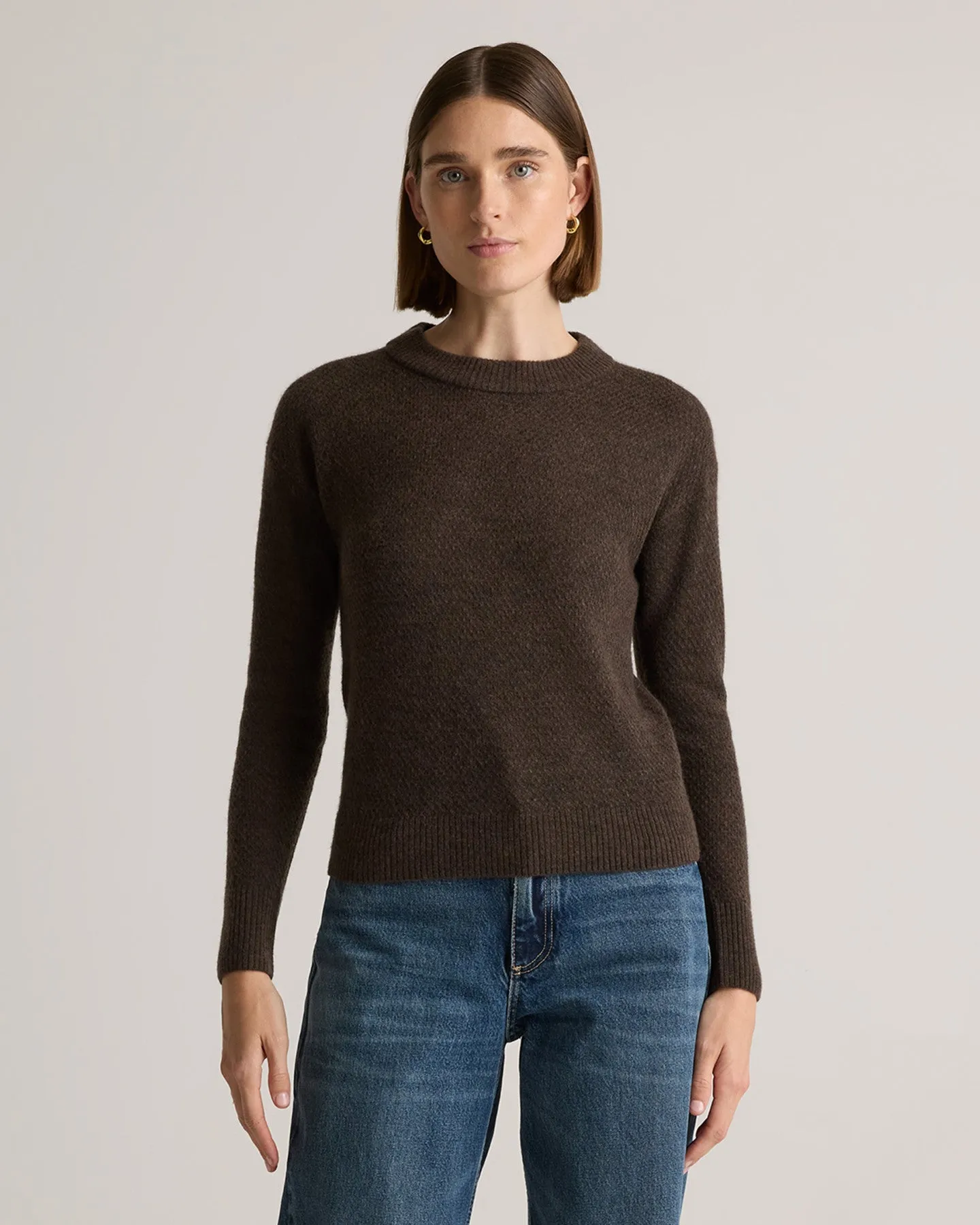 Baby Alpaca-Wool Diamond Stitch Crew
