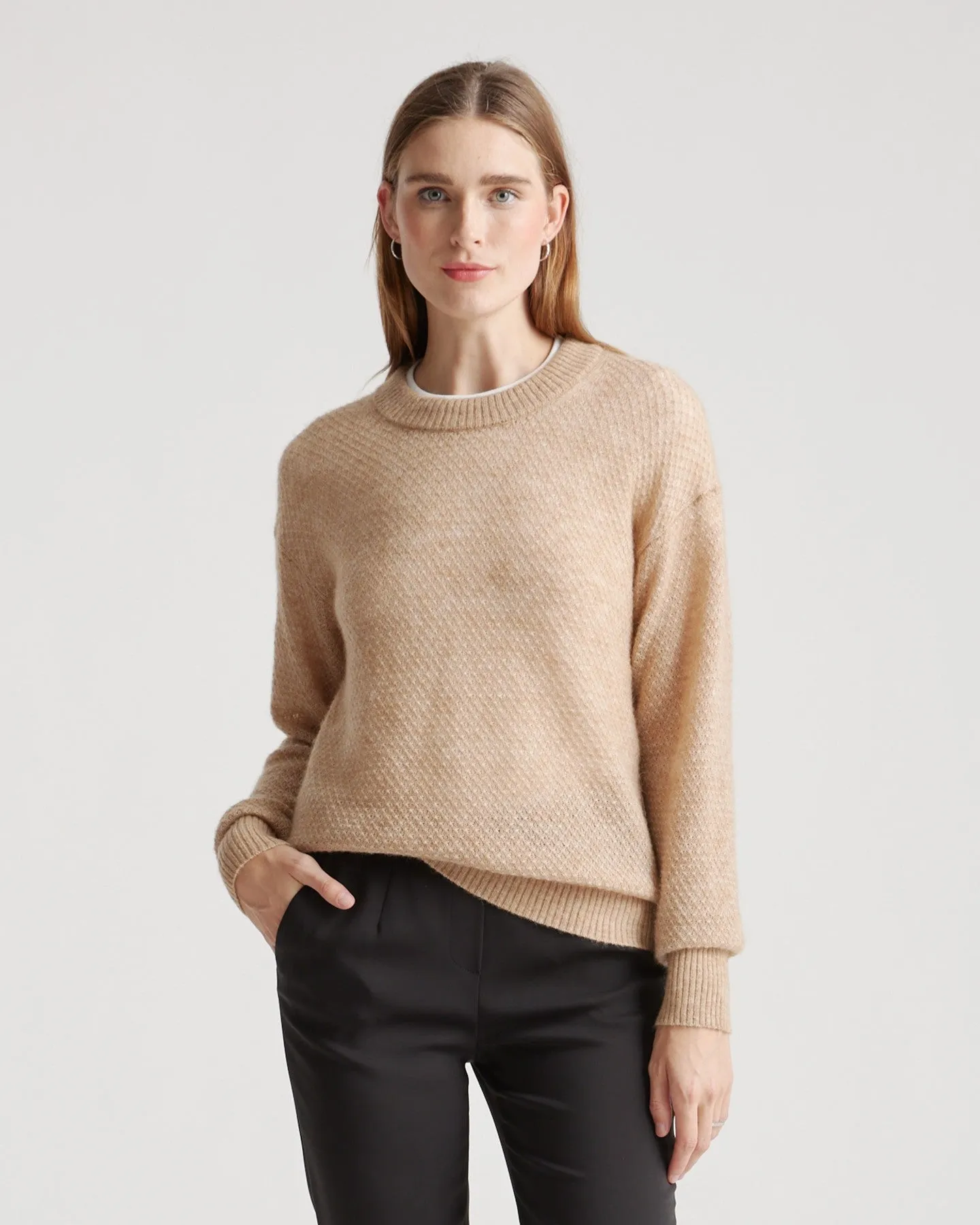 Baby Alpaca-Wool Diamond Stitch Crew