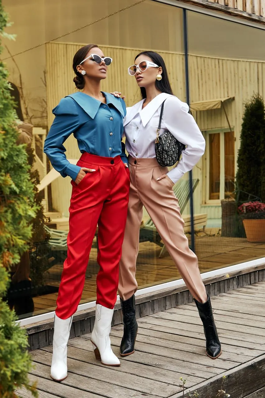 Beige High Waisted  Regular Fit Pants
