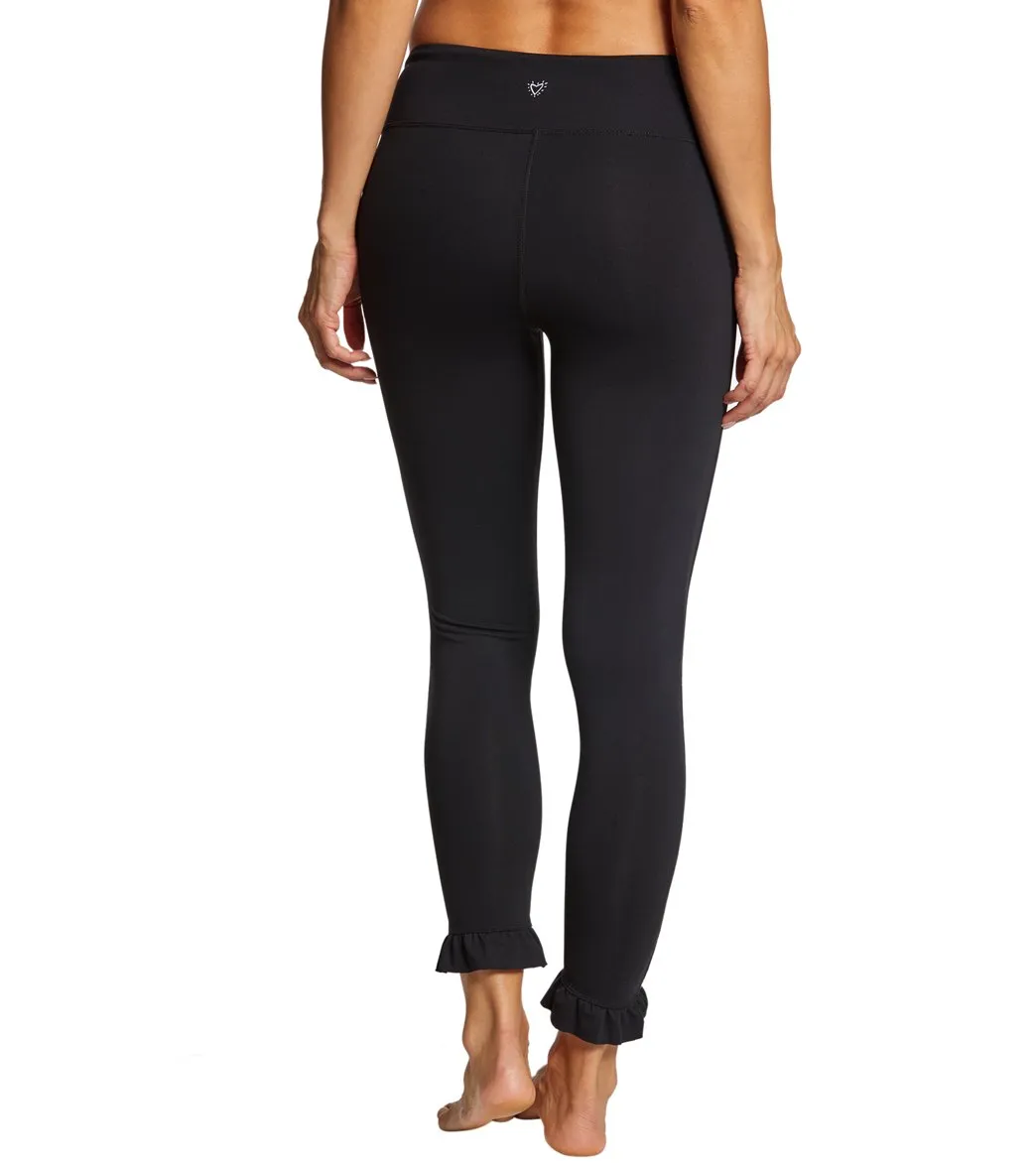 Betsey Johnson Performance Side Mesh Ruffle Hem Yoga Leggings