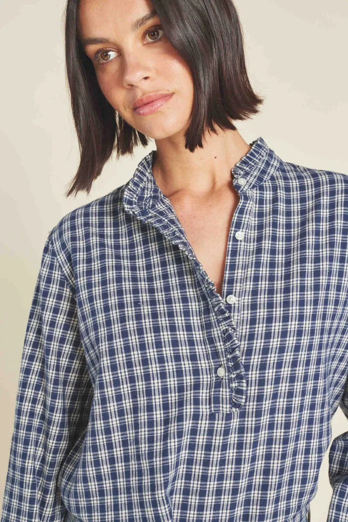 Birds of Paradis by Trovata Breezy Blouse in Armada Plaid