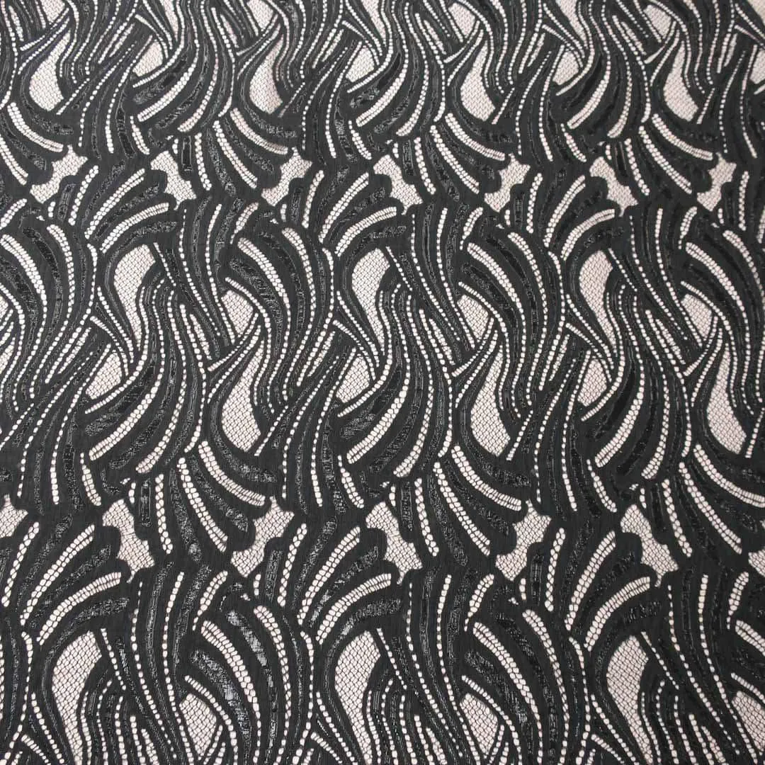 Black Waves Classic Chantilly French Alençon Lace