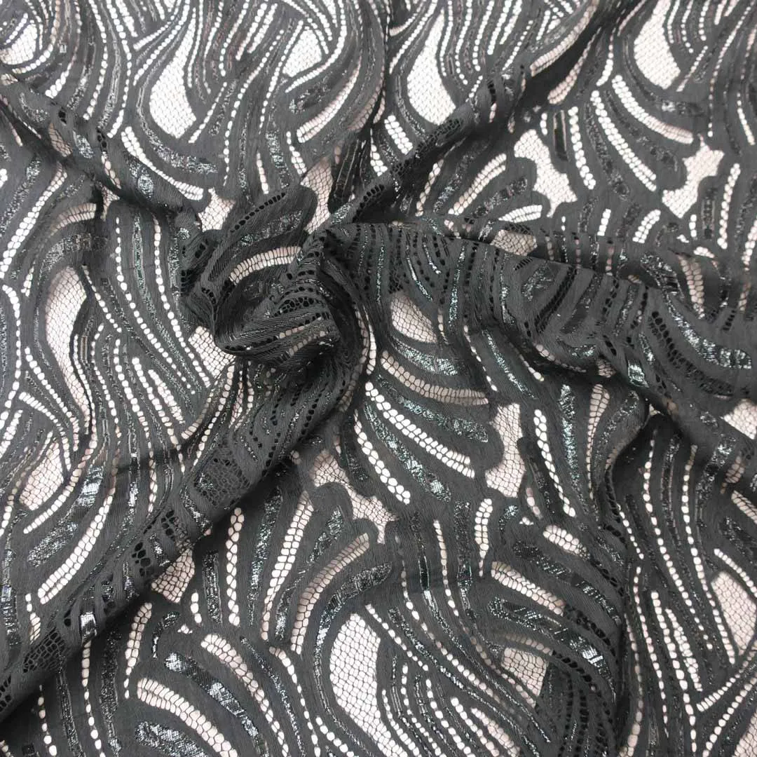 Black Waves Classic Chantilly French Alençon Lace