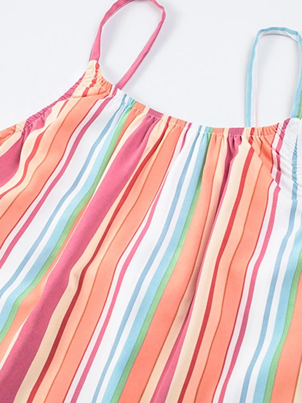 Boho Striped Sleeveless Maxi Dress for Summer Holidays