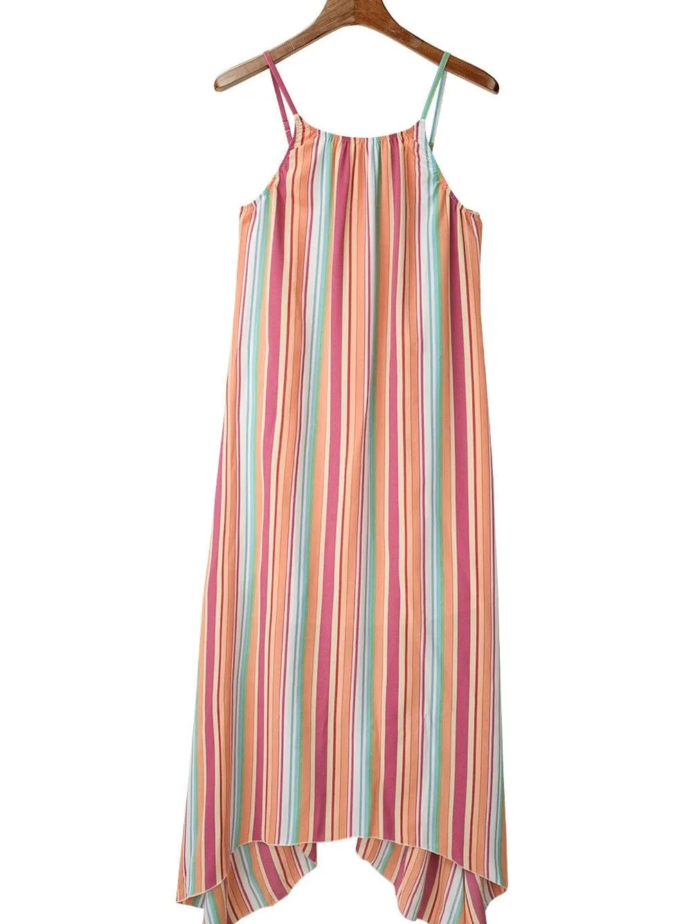 Boho Striped Sleeveless Maxi Dress for Summer Holidays