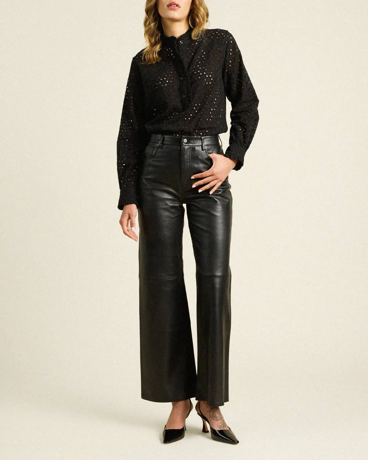 Breezy Blouse Black Eyelet