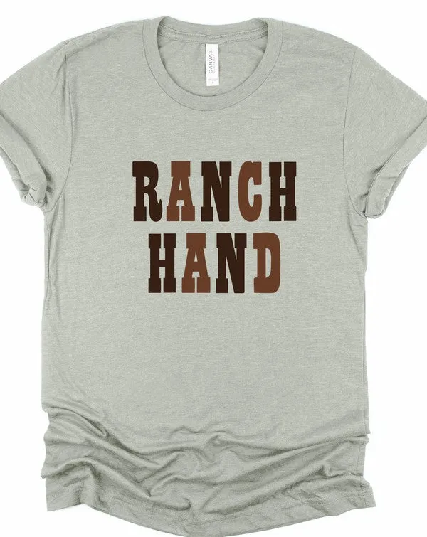 Brown Colorful Ranch Hand Graphic Crew Tee