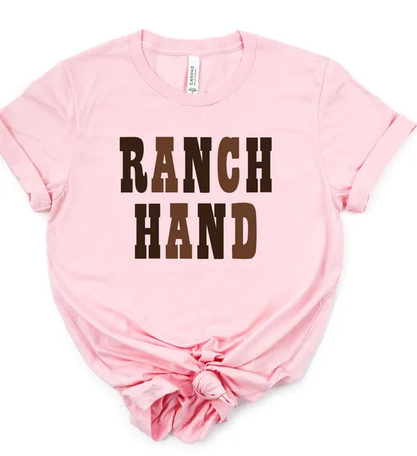 Brown Colorful Ranch Hand Graphic Crew Tee