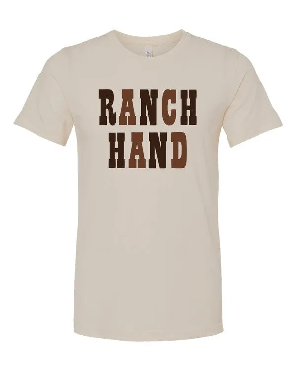 Brown Colorful Ranch Hand Graphic Crew Tee