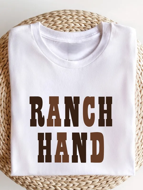 Brown Colorful Ranch Hand Graphic Crew Tee