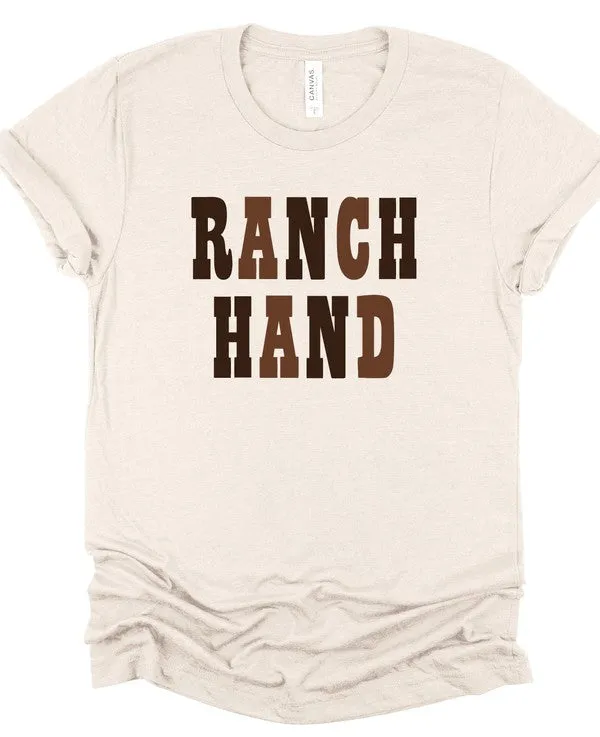 Brown Colorful Ranch Hand Graphic Crew Tee