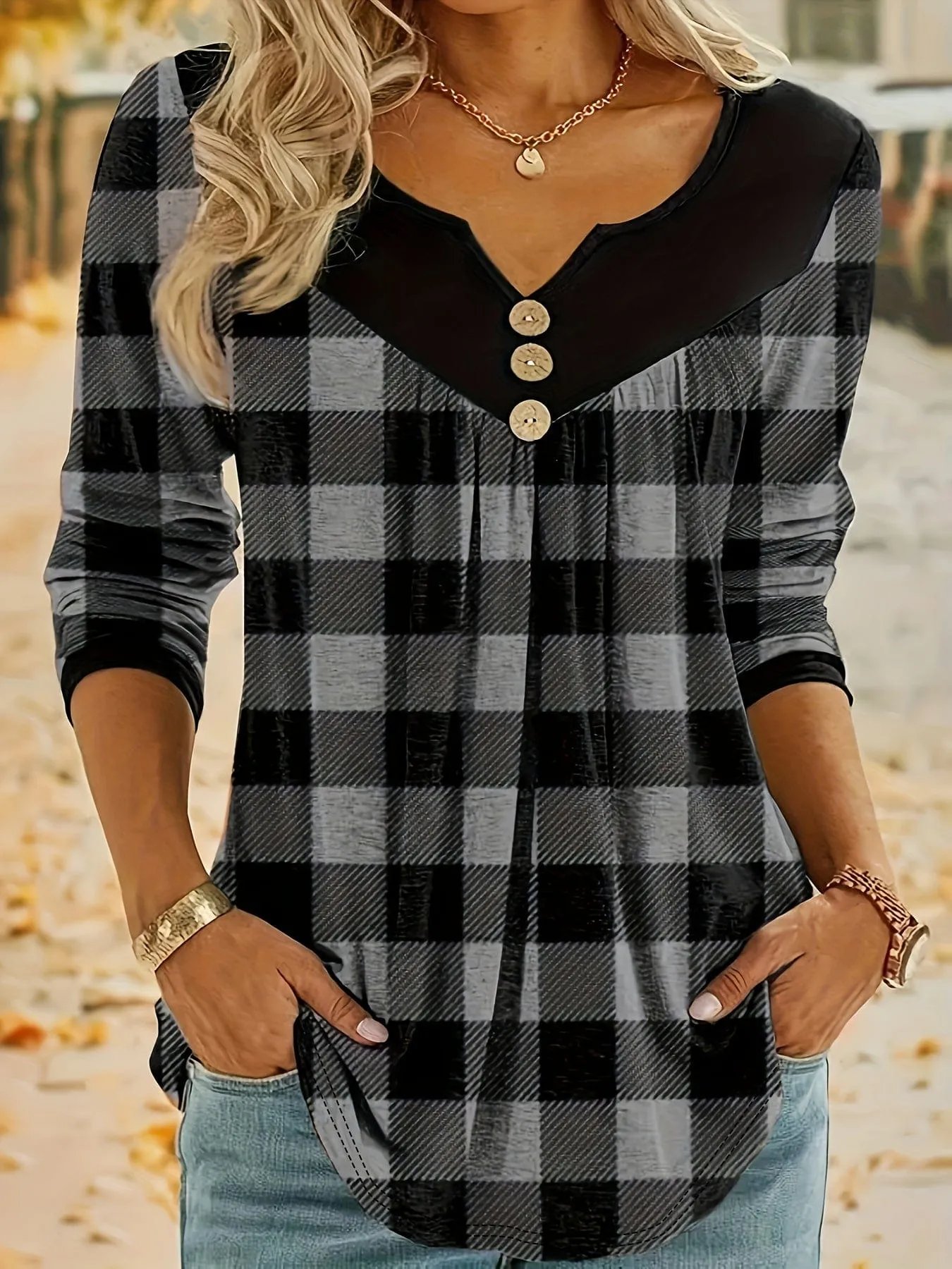 Casual Plaid Tunic
