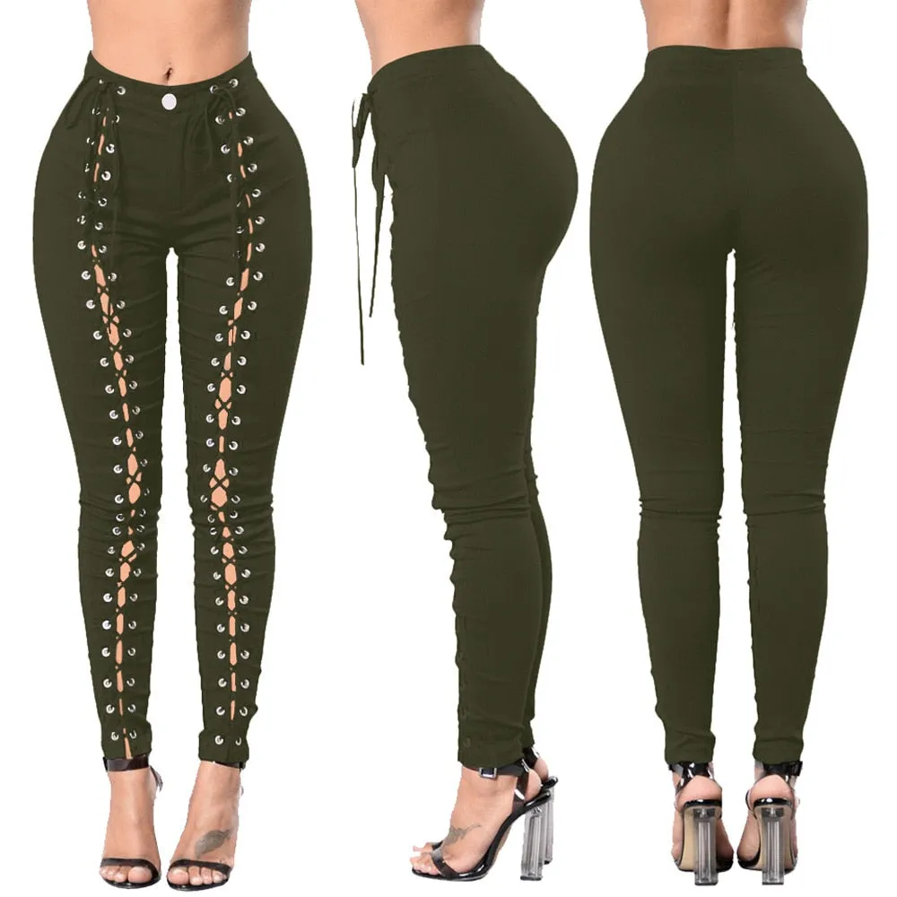 Casual Vintage Skinny Push Up High Waist Jeans Ripped For Women