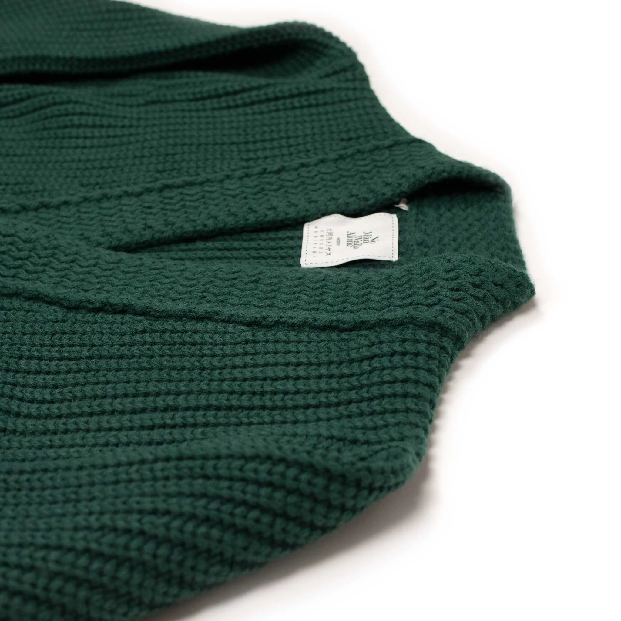 Chunky ribbed cardigan in jade green French Merino wool (restock)