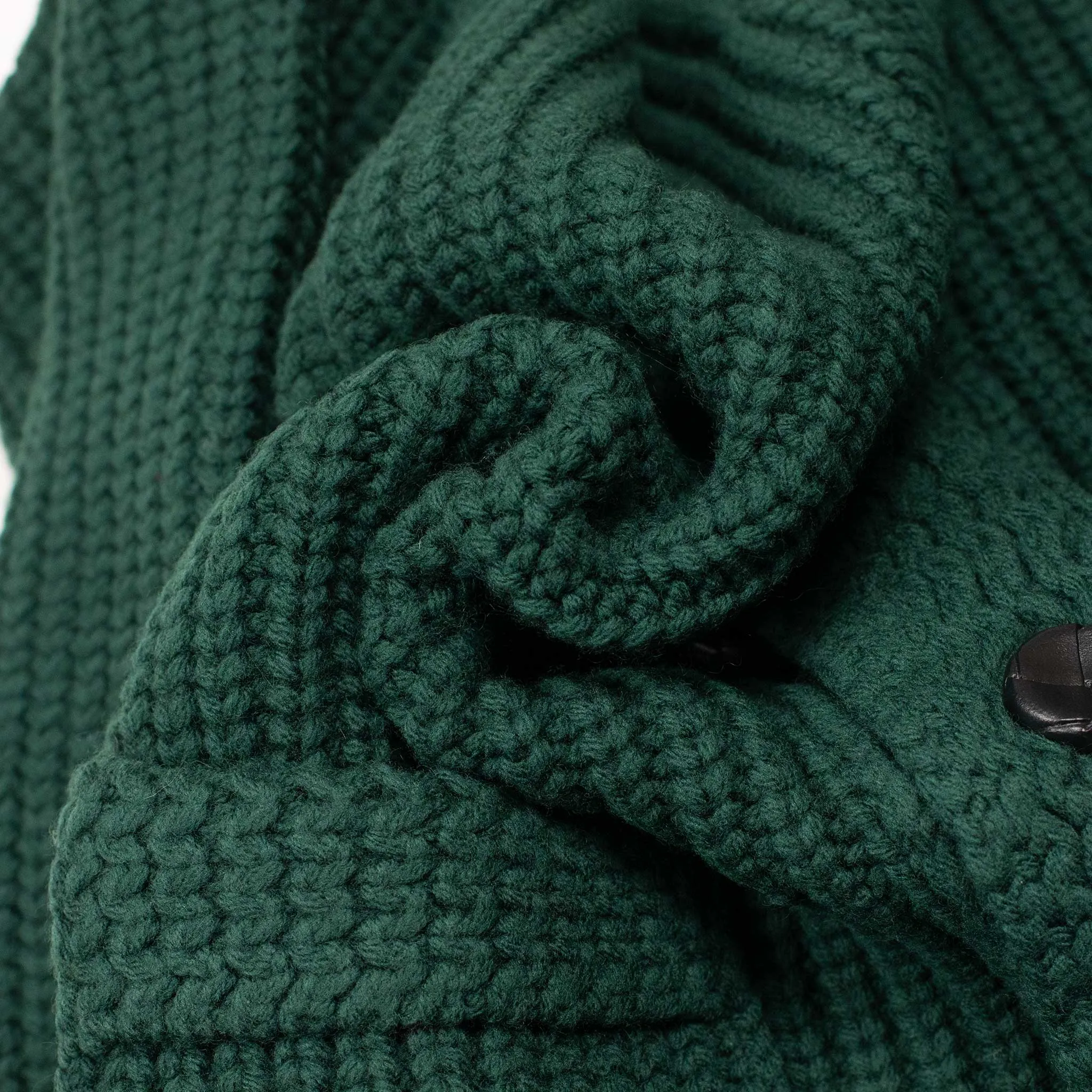 Chunky ribbed cardigan in jade green French Merino wool (restock)