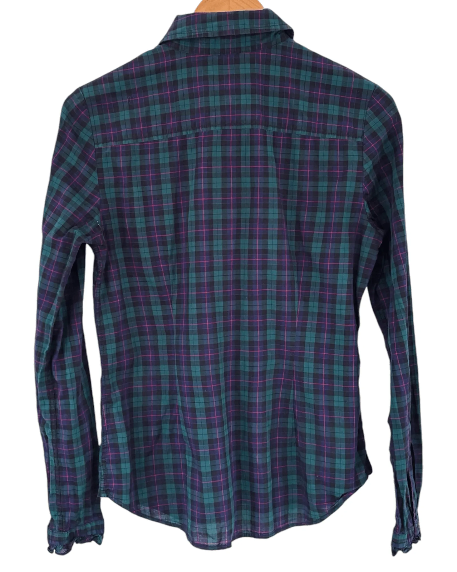 Cool Winter Plaid Ruffle Button-Down Shirt
