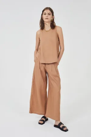 Culotte Linen Pants - Camel