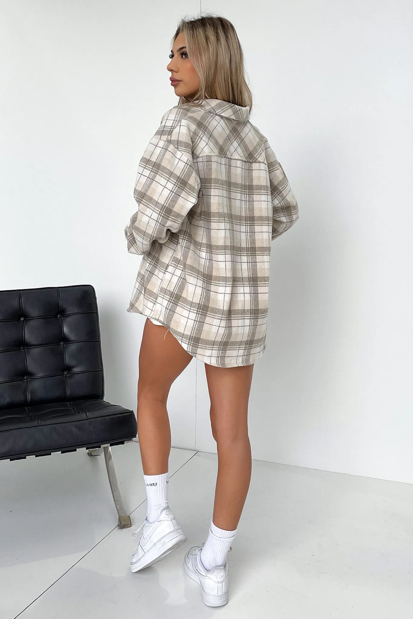 Denver Flannel Shirt - Beige / Brown Plaid