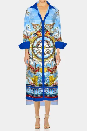 Designer Cotton Shirt Dress Midi