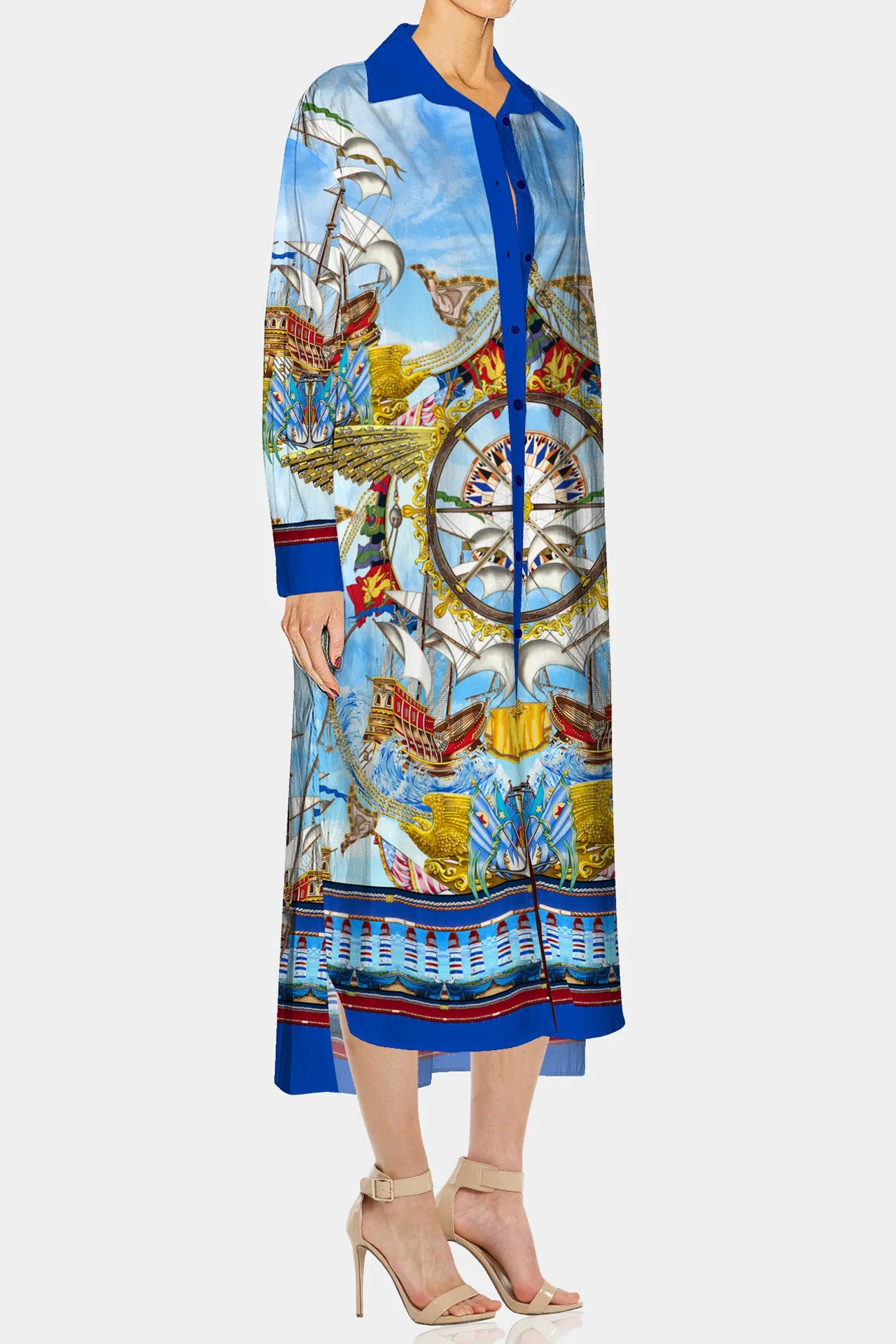 Designer Cotton Shirt Dress Midi