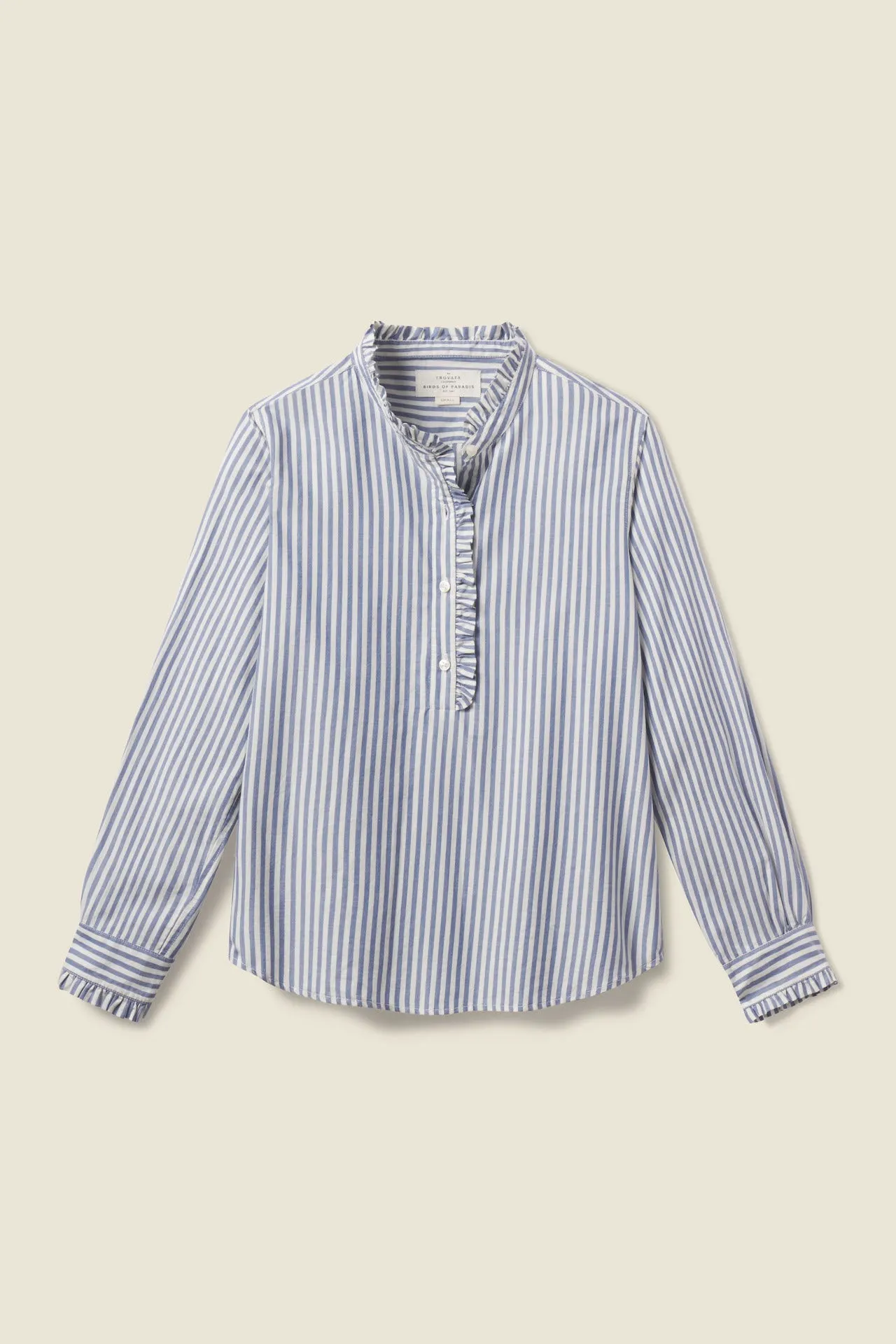 Detailed Breezy Blouse Navy Stripe