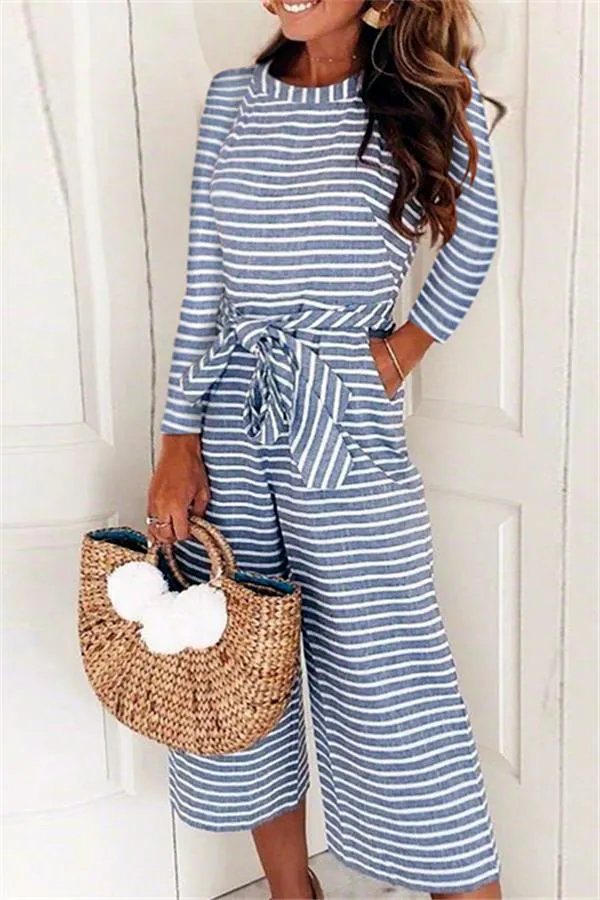 elveswallet Elegant Sleeveless Striped Jumpsuit