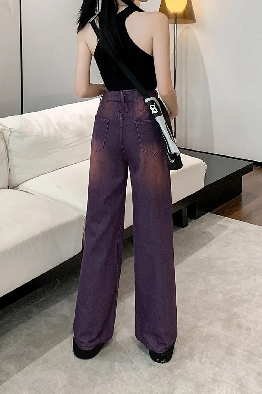 Flytonn-cute winter outfits casual winter outfits christmas outfit party look inspos High Waist Washed Purple Jeans Pants