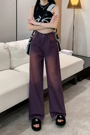 Flytonn-cute winter outfits casual winter outfits christmas outfit party look inspos High Waist Washed Purple Jeans Pants