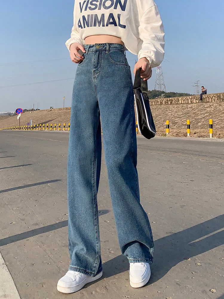 Flytonn-cute winter outfits casual winter outfits christmas outfit party look inspos High Waist Wide Leg Full Length Jeans Pants
