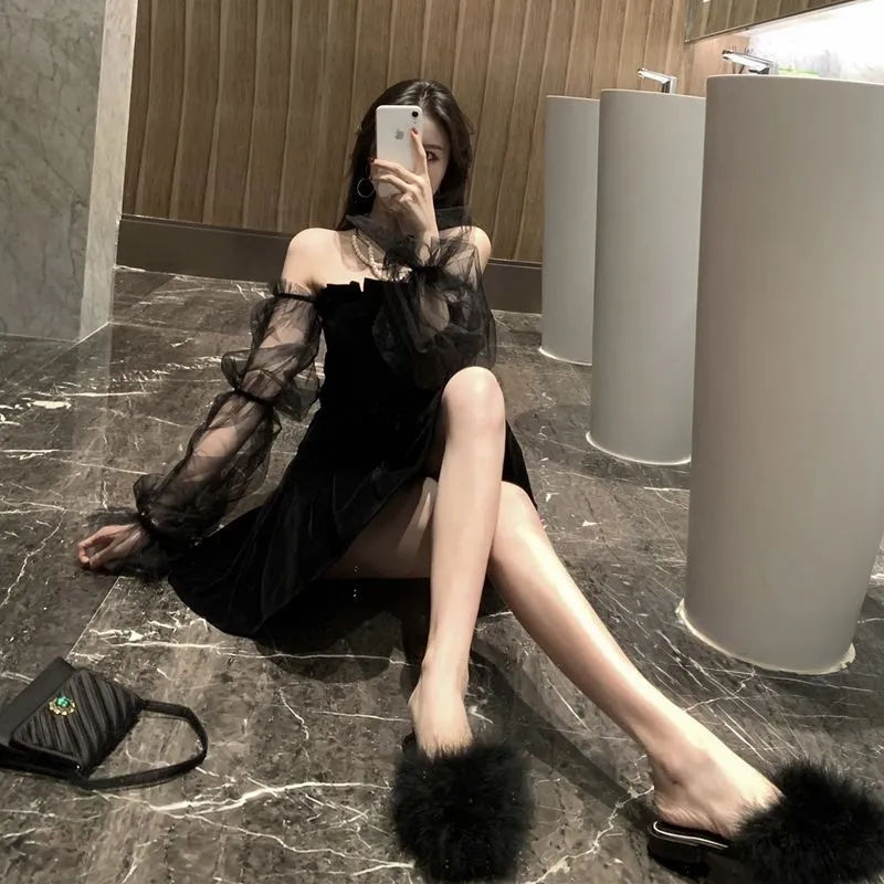 FLYTONN-Sexy spring and summer dresses, party dresses, graduation gifts,Braise Off Shoulder Mini Dress