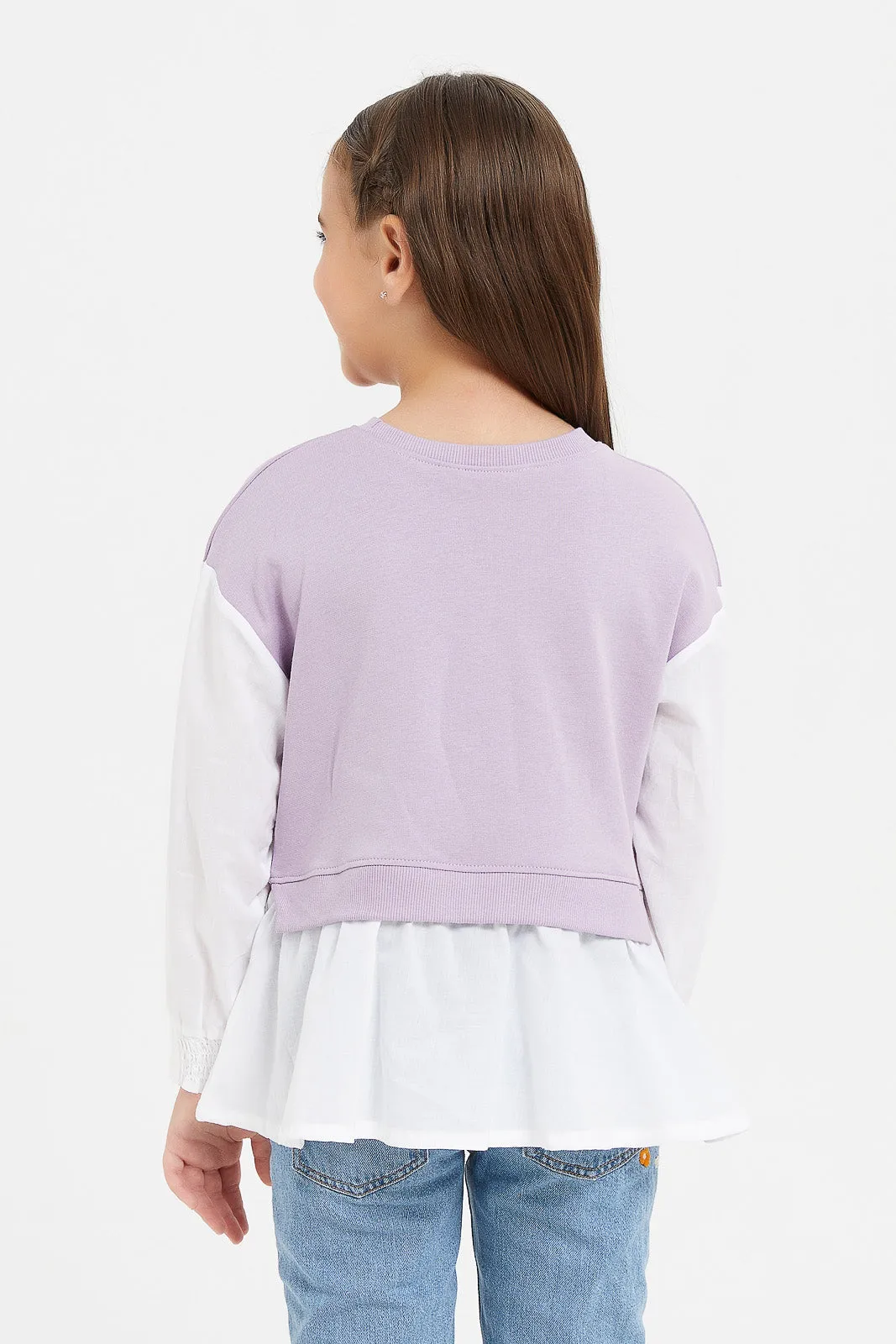 Girls Lilac And White Blouse