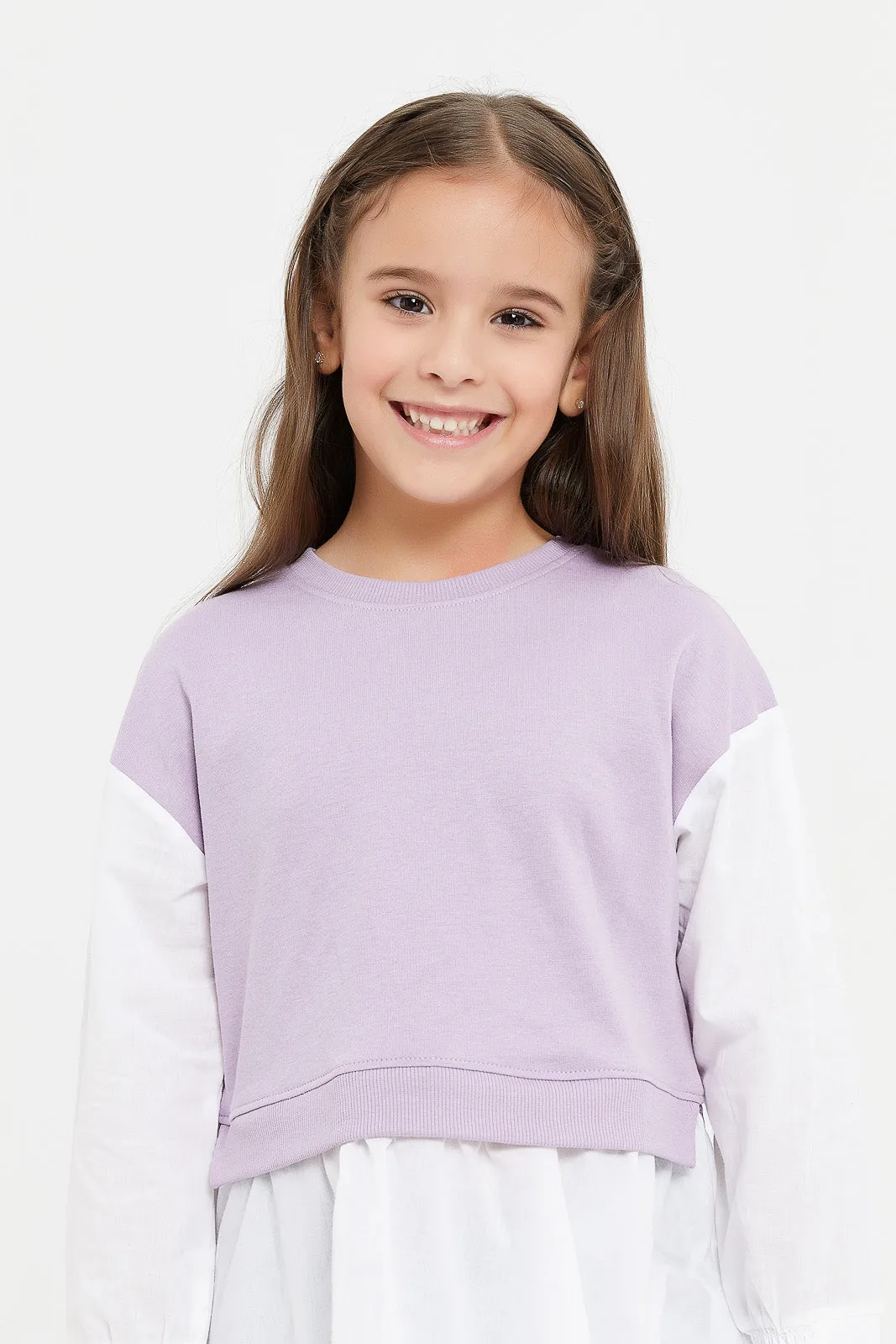 Girls Lilac And White Blouse