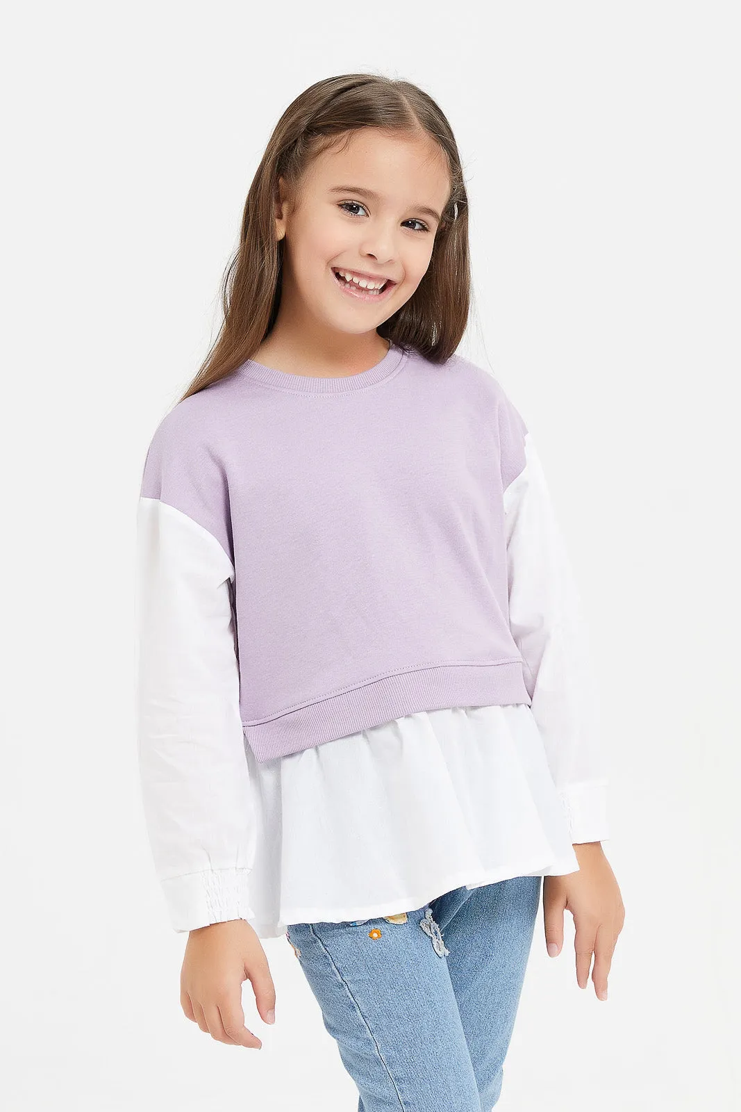 Girls Lilac And White Blouse