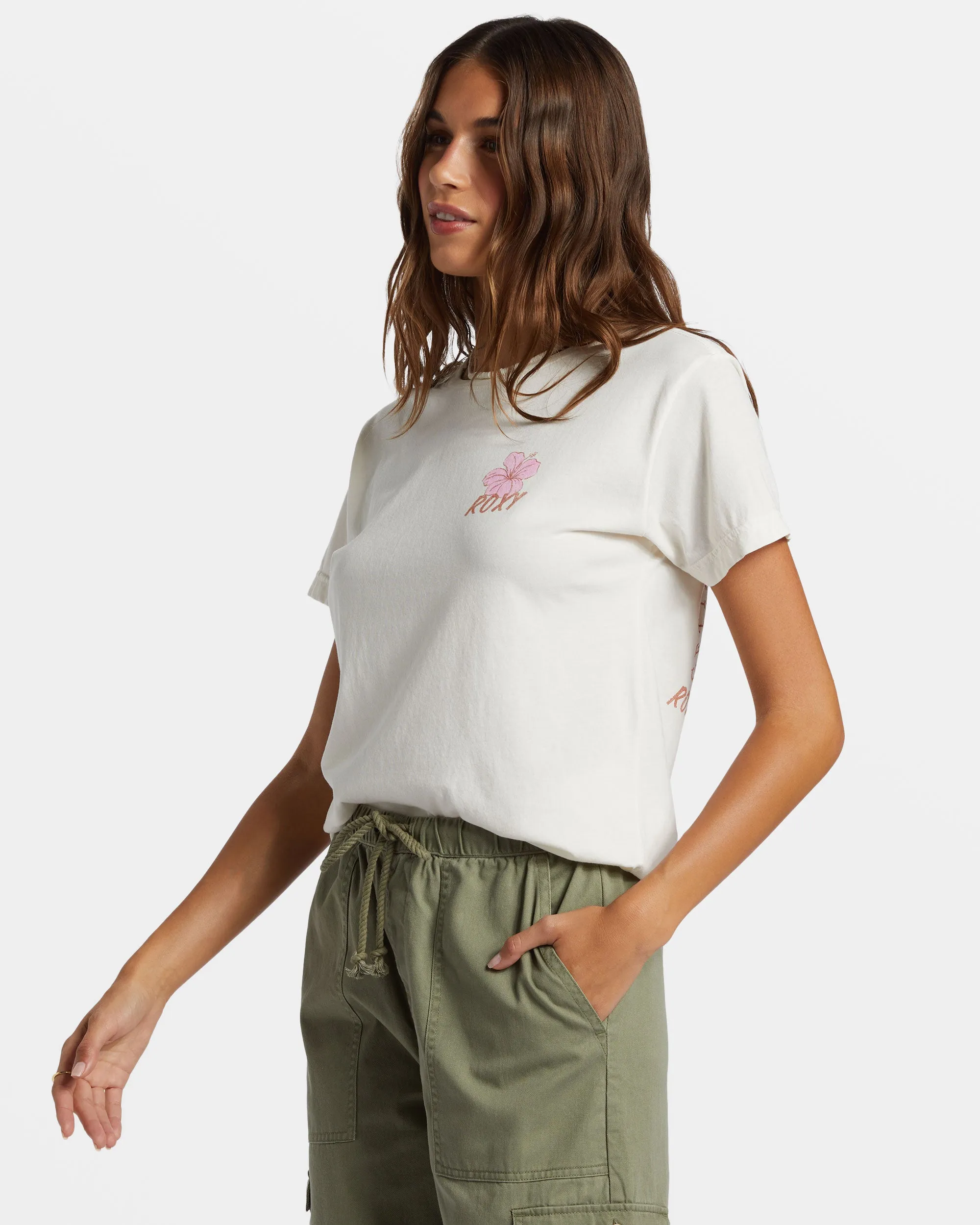 Hibiscus Paradise Boyfriend T-Shirt - Egret