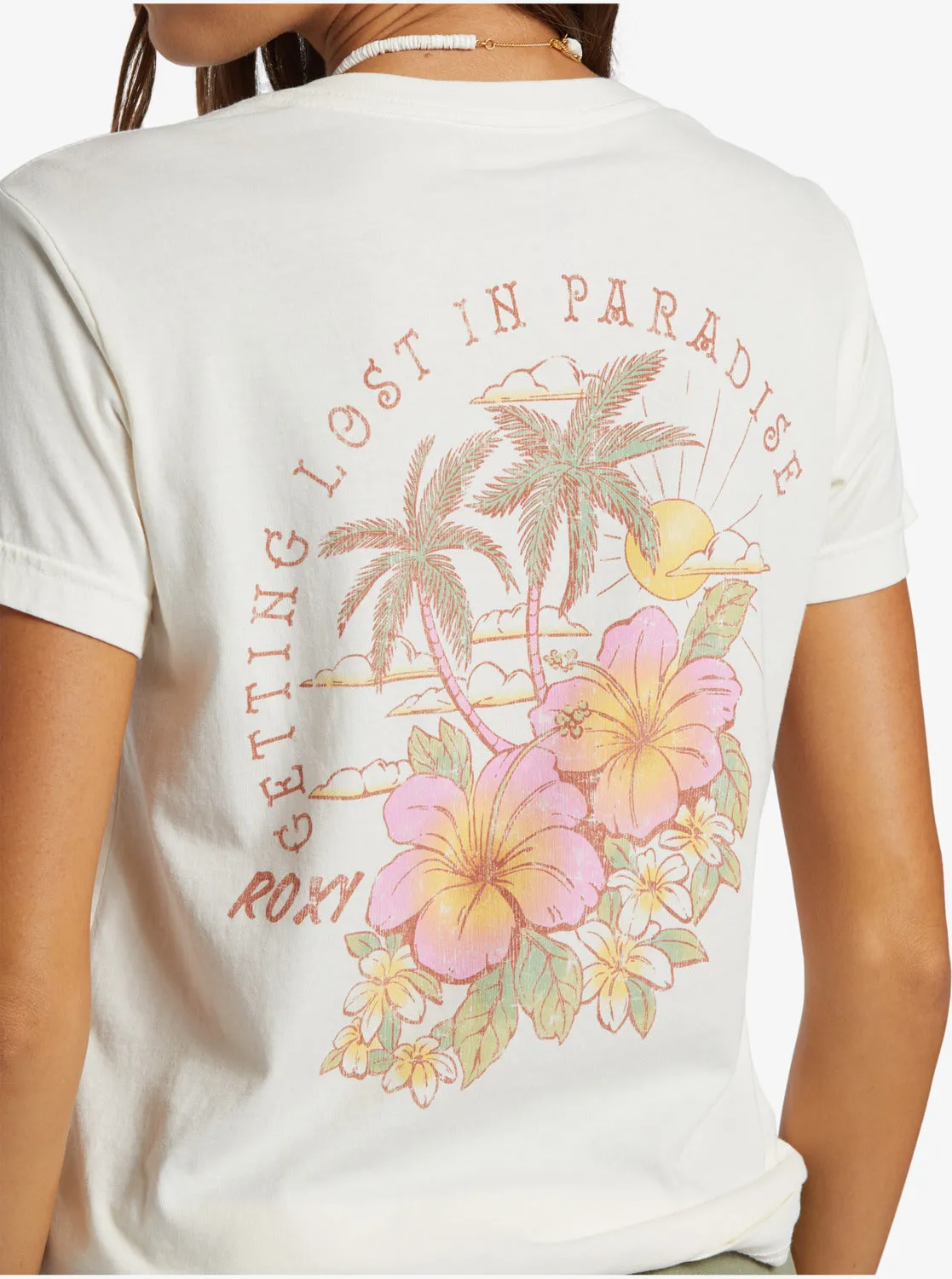 Hibiscus Paradise Boyfriend T-Shirt - Egret