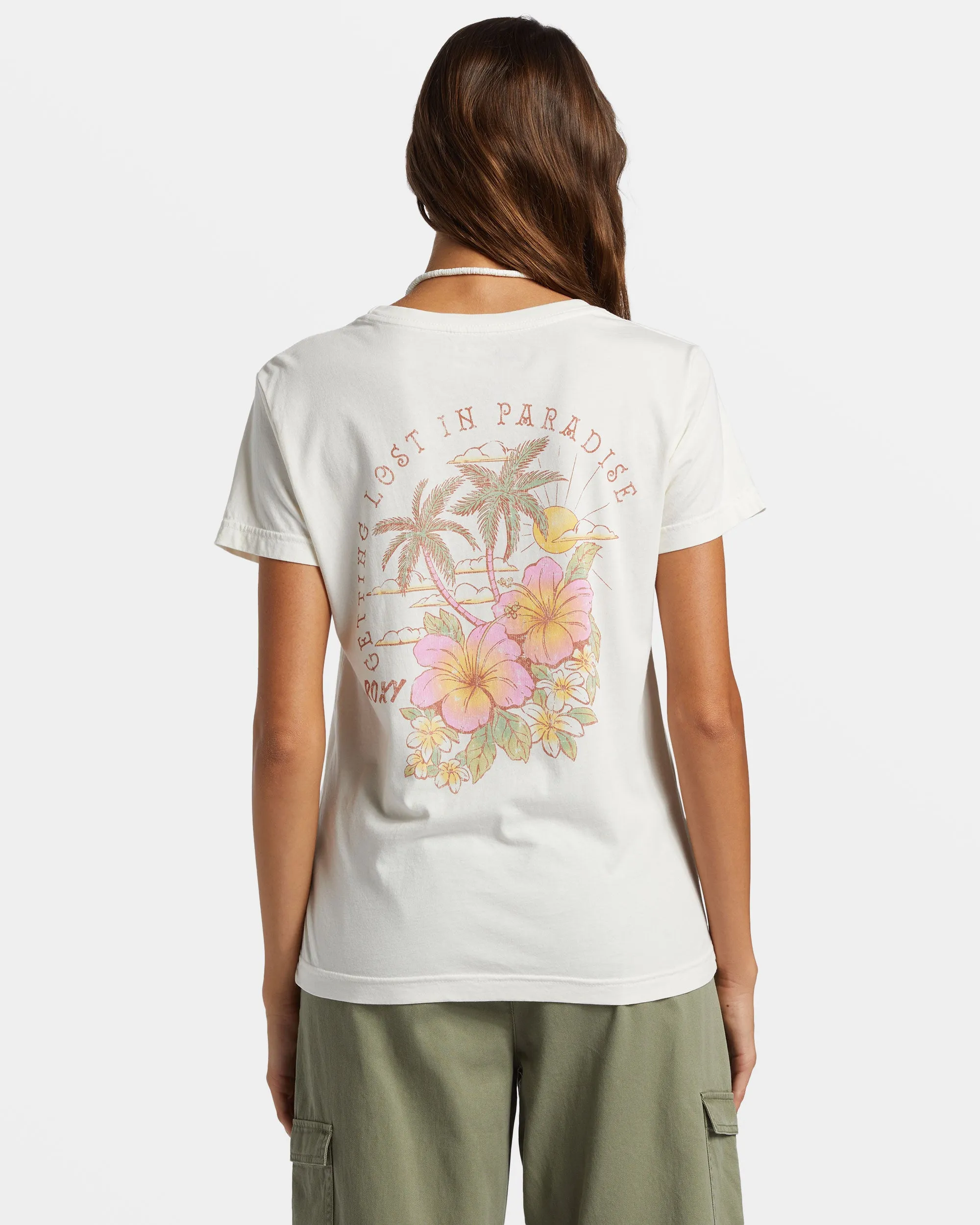 Hibiscus Paradise Boyfriend T-Shirt - Egret