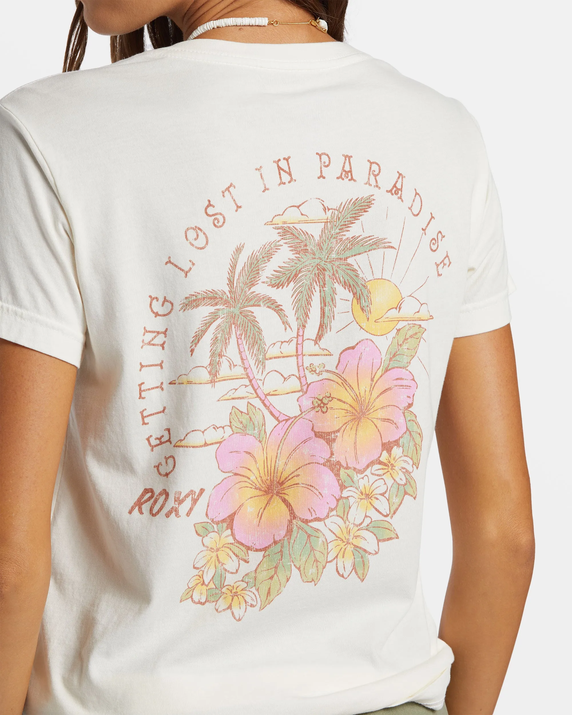 Hibiscus Paradise Boyfriend T-Shirt - Egret