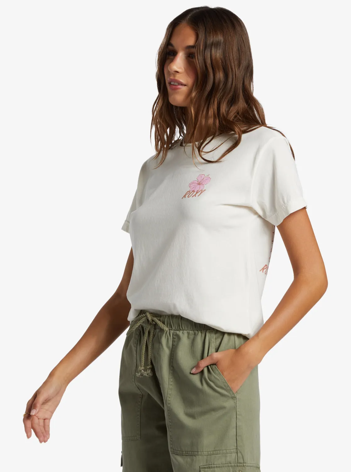 Hibiscus Paradise Boyfriend T-Shirt - Egret