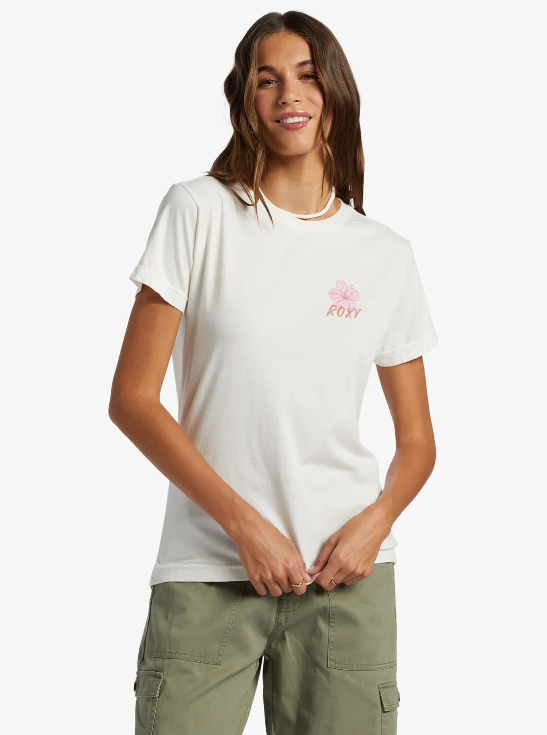 Hibiscus Paradise Boyfriend T-Shirt - Egret