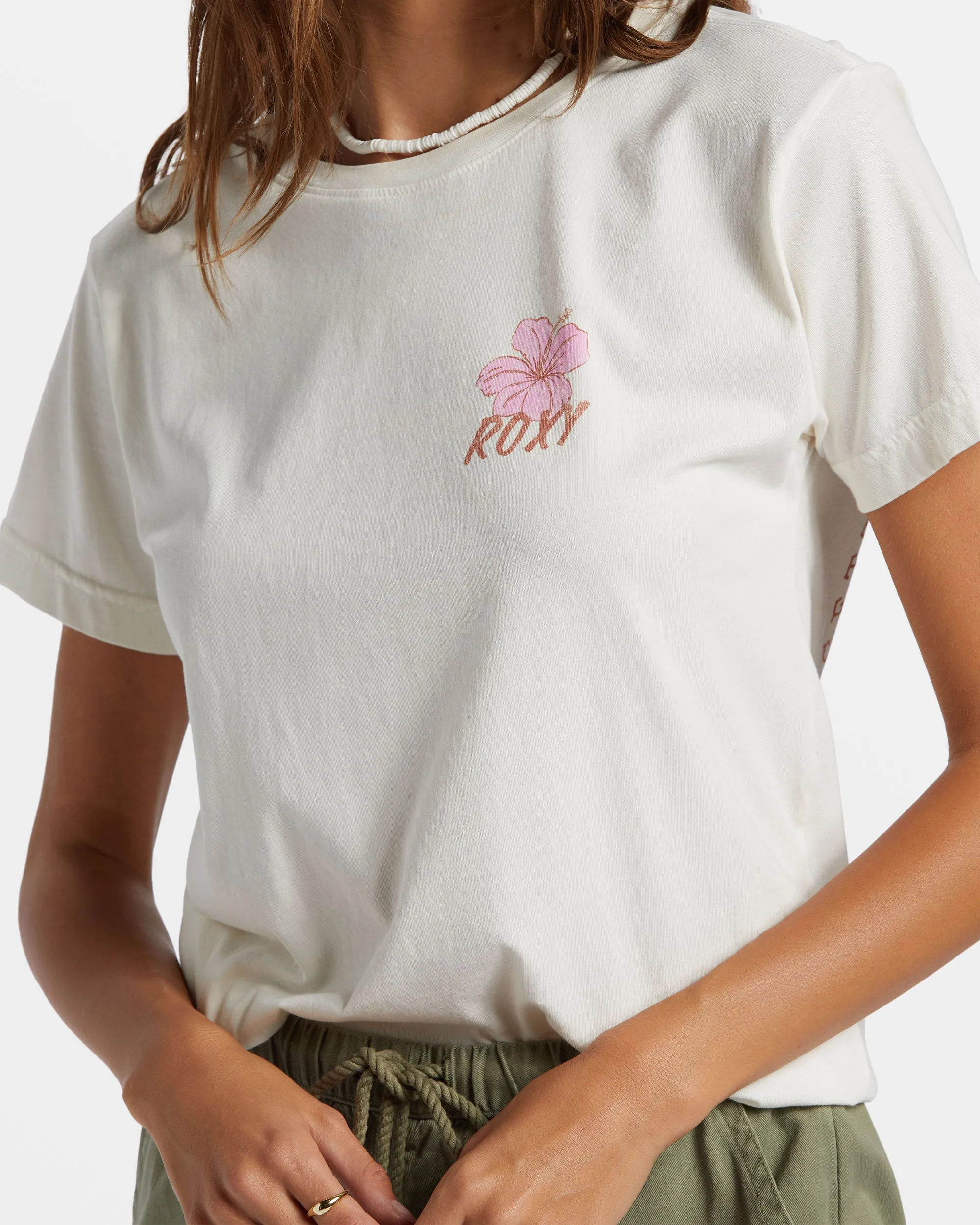 Hibiscus Paradise Boyfriend T-Shirt - Egret