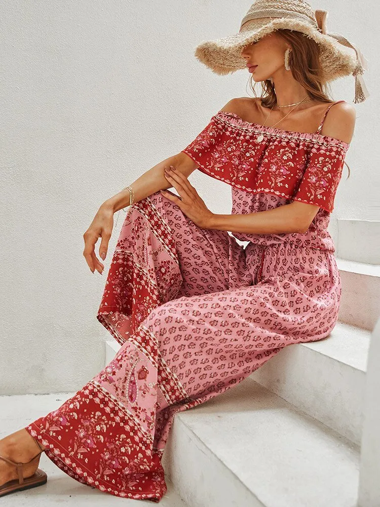 KHALEE YOSE Boho-Style Sleeveless Drawstring Pants Suit