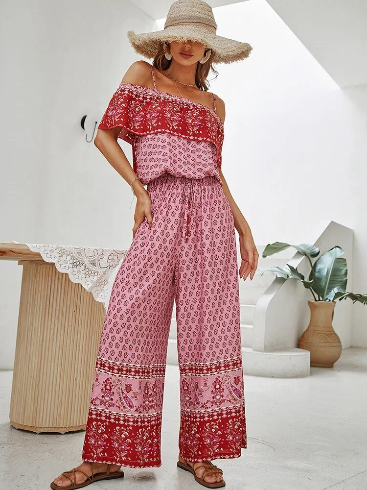 KHALEE YOSE Boho-Style Sleeveless Drawstring Pants Suit